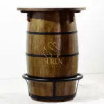 Barrel Drum Design Handcrafted Bar Table Set