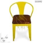 Bent Metal Bistro Chair With Genuine Leather Seating