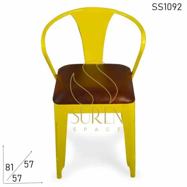 Bent Metal Bistro Chair With Genuine Leather Seating