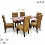 Canvas Upholstered High Back Chairs & Cast Iron Set