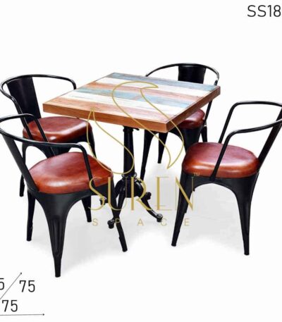 Cast Iron Adjustable Café Restaurant Table Chairs Set