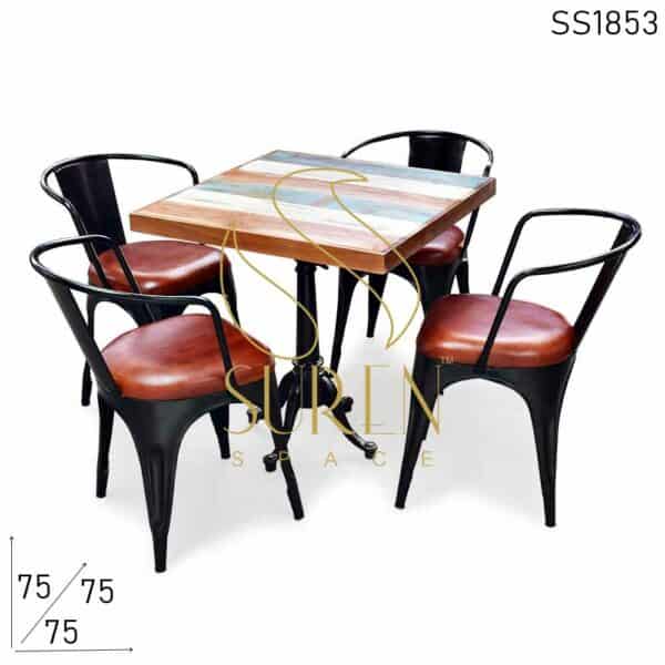 Cast Iron Adjustable Café Restaurant Table Chairs Set