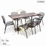 Cast Iron Folding Rustic Finish Raw Inspire Dining Set