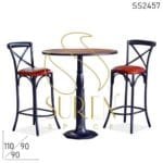 Cast Iron Round Pub Table Cross Back Bar Chair