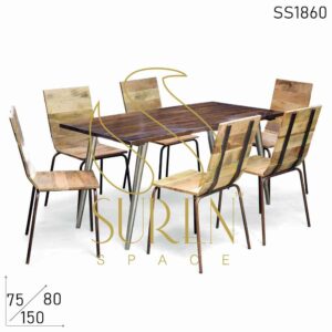 Compact Design Metal Mango Wood Table Chair Set