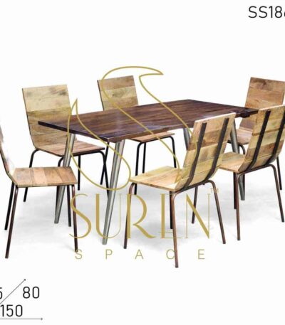 Compact Design Metal Mango Wood Table Chair Set