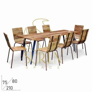 Compact Metal Solid Wood Indian Crafted Dining Set