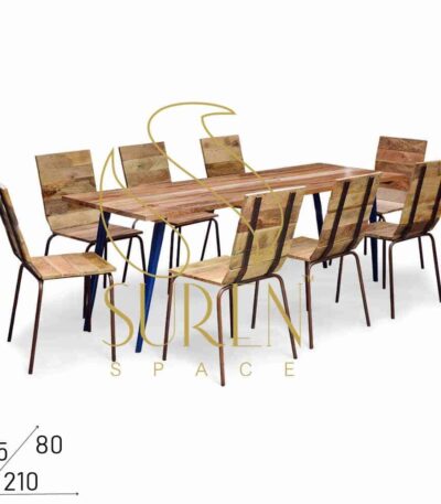 Compact Metal Solid Wood Indian Crafted Dining Set