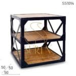 Cross Pattern Retro Style Side Table Cum Display Unit