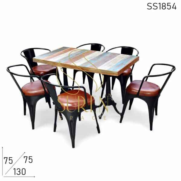 Design Multicolored Cast Iron Table Chair Set