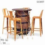 Farmhouse Barrel Drum Metal Bar Chair Table Set