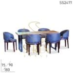 Fine Dine Leatherite Live Acacia Wood Long Dining Table Chairs Set