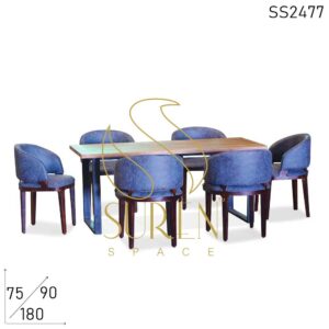 Fine Dine Leatherite Live Acacia Wood Long Dining Table Chairs Set