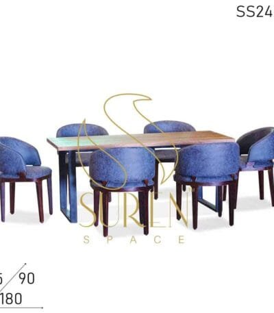Fine Dine Leatherite Live Acacia Wood Long Dining Table Chairs Set