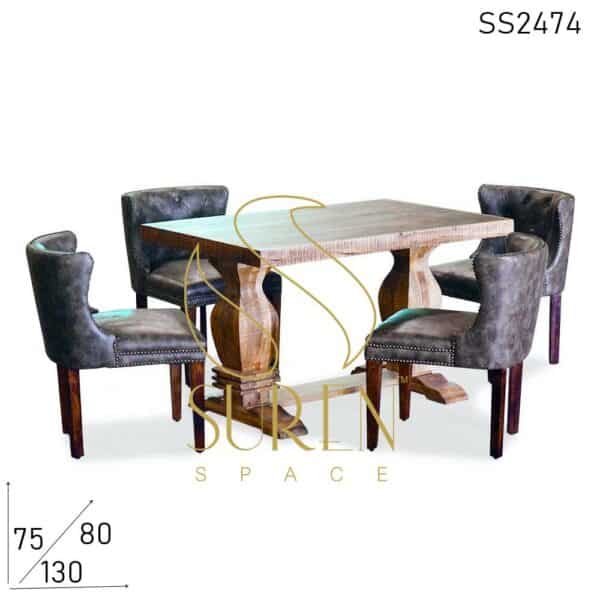 Fine Dine Upholstered Four Seater Restaurant Dining Set
