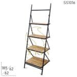 Foldable Metal Solid Wood Display Unit cum Bookcase
