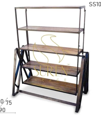 Folding Bookcase Cum Dining Table Made of Metal Wood