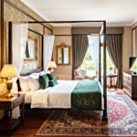 Solid Wood Four Poster Guest House Bedroom Bed Design