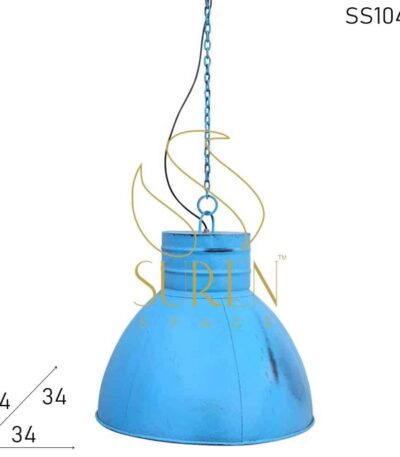 Handcrafted Metal Blue Distress Hanging Lamp Design
