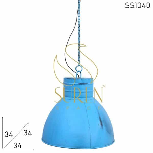 Handcrafted Metal Blue Distress Hanging Lamp Design
