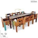 Indian Style Reclaimed Community Table Chairs Set