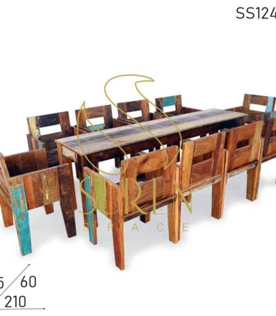 Indian Style Reclaimed Community Table Chairs Set