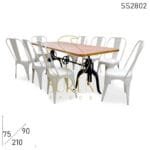 Industrial Eight Seater Adjustable Dining Table Food Court Canteen Dining Set