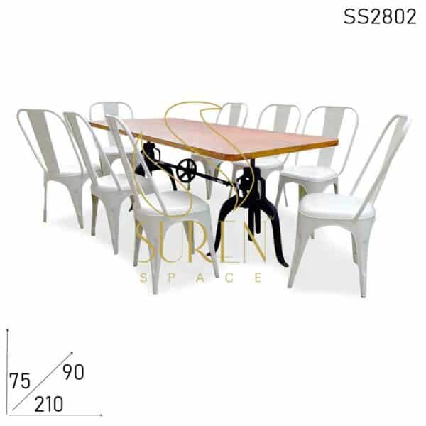 Industrial Eight Seater Adjustable Dining Table Food Court Canteen Dining Set