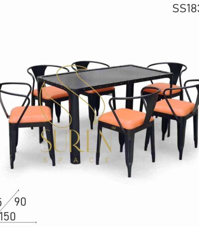 MS Black Metal Outdoor Restaurant Table Chairs Set
