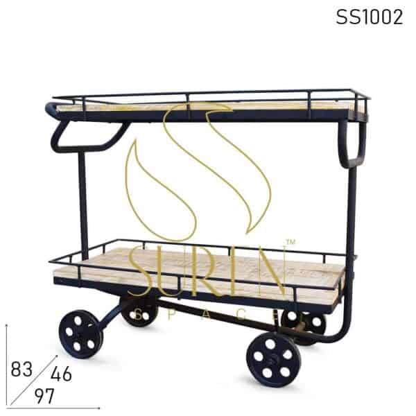 MS Iron Solid Wood FB Cart Trolley for Serving MS Iron Solid Wood FB Cart Trolley for Serving
