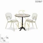 Metal Marble Outdoor Dining Set with Metal Chairs