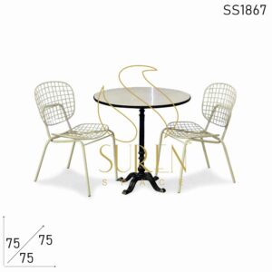 Metal Marble Outdoor Dining Set with Metal Chairs