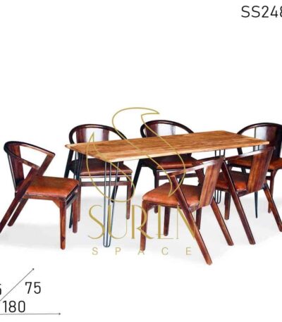 Minimalist Solid Wooden Restaurant Dining & Chairs Set