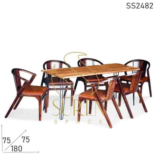 Minimalist Solid Wooden Restaurant Dining & Chairs Set