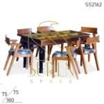 Old Door Design Carved Solid Wood Restaurant Dining Set