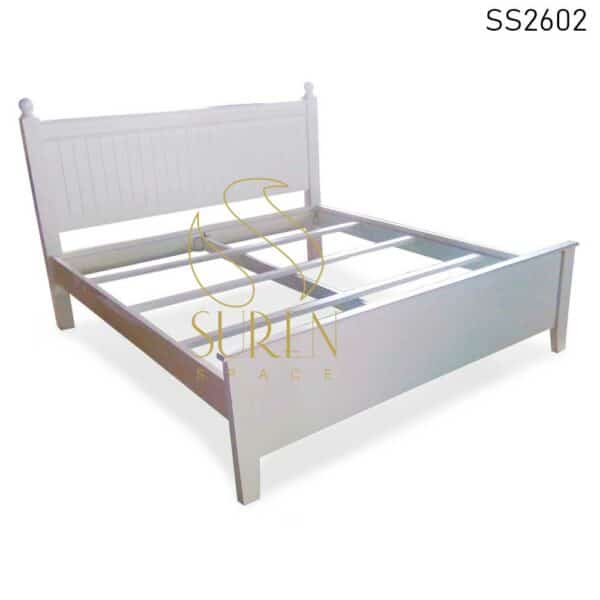 Pure White Luxury Interior Solid Wood Villa Bedroom Bed Design