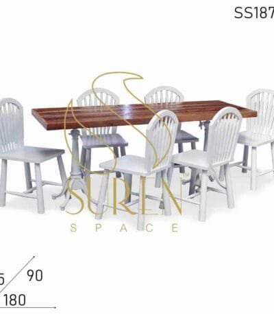 Pure White Solid Wood Stylish Dining Set For Hospitality