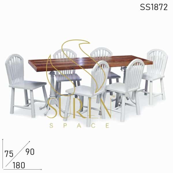 Pure White Solid Wood Stylish Dining Set For Hospitality