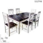 Pure White Walnut Combo Solid Wood Fine Dine Restaurant Dining Set
