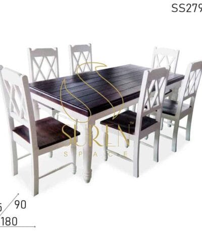 Pure White Walnut Combo Solid Wood Fine Dine Restaurant Dining Set