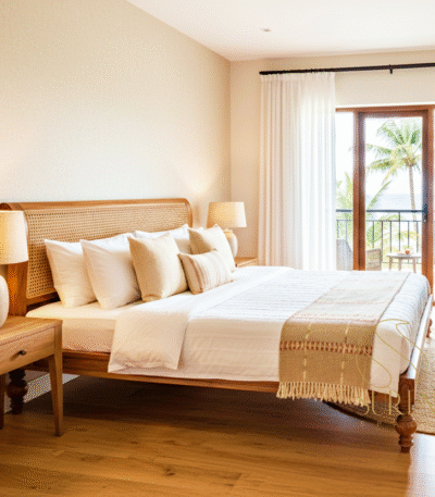 Rattan cane hotel resort room design