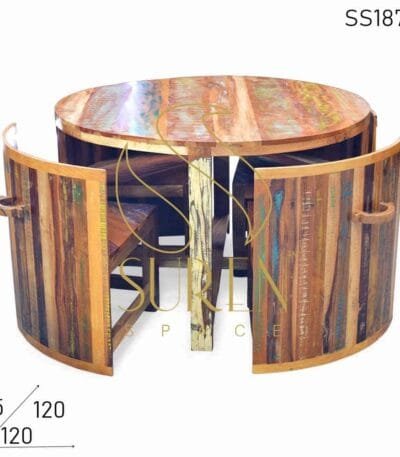 Recycled Compact Round Four Seating Dining Set