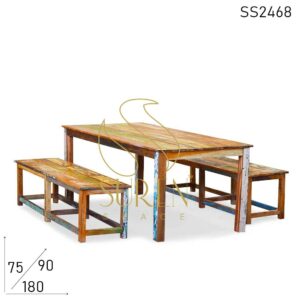 Recycled Distress Unique Canteen Food Court Dining Set