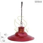 Red Distress Shabby Chic Metal Pendant Bar Light
