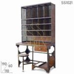 Rustic Finish Metal Unique Design Hutch Cum Display Rack
