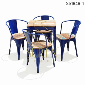SS1849 Suren Space Blue Colored Distress Top Cafeteria Table Set