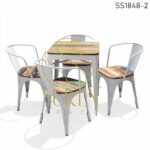 SS1850 Suren Space White Metal Bakery Seating Table Chair Set