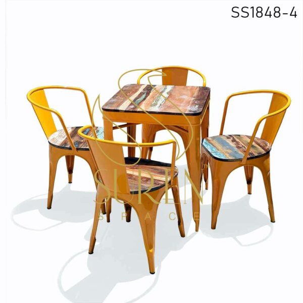 SS1852 Suren Space Yellow Metal Stackable Food Court Dining Set