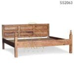 Solid Acacia Wood Natural Finish Carved Tent Camp Room Bed Design