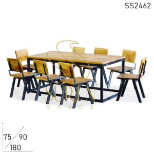 Solid Community Table Chair Set in Solid Wood & Metal